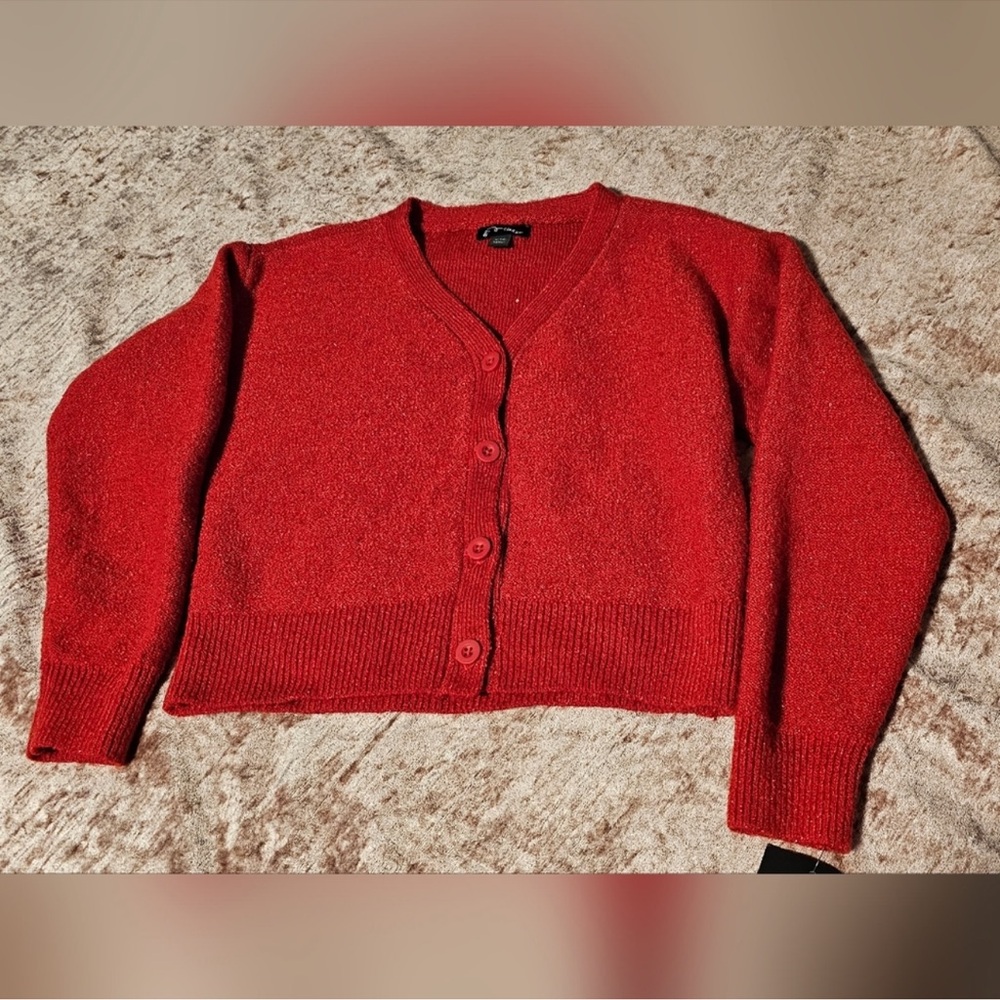 Art Class Girls Button Up Cardigan - Red, XL (14/16)
